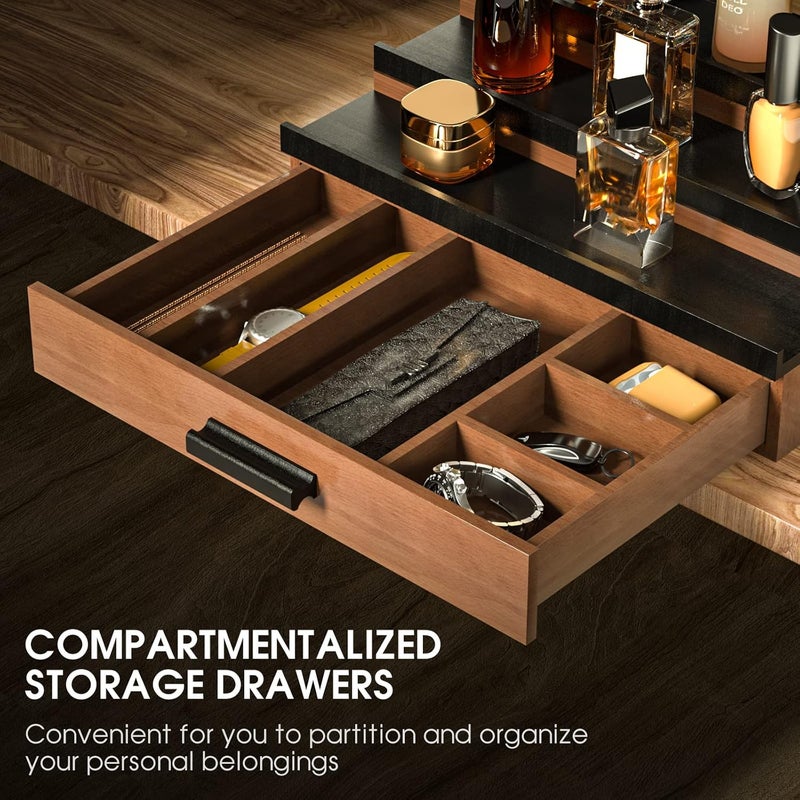 Sephyroth Cologne Organizer for Men 3 Tier of Elevated Cologne Display Shelf with Drawer Storage Perfume Organization and Storage Display Risers,Great Gift for Man(Walnut Black) - Image 2